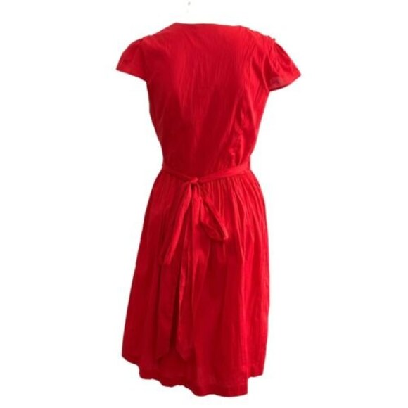 Calvin Klein Wrap Dress Red V-neck Ruffle Detail Cap Sleeve 6 - Picture 2 of 12